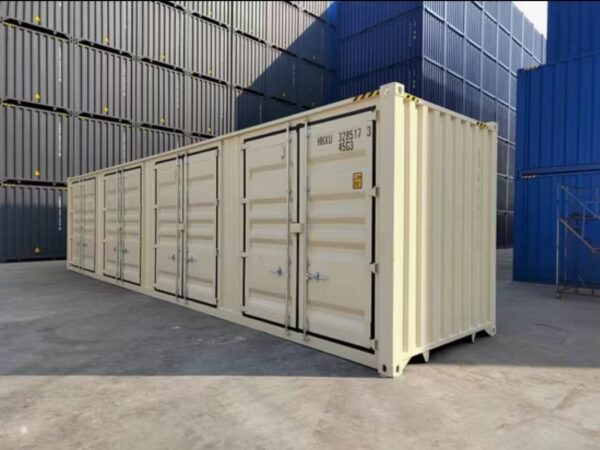 2 Contenedor High Cube de 40 pies con 4 puertas laterales color beige