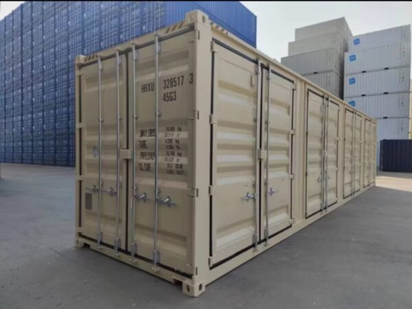 3 Contenedor High Cube de 40 pies con 4 puertas laterales color beige