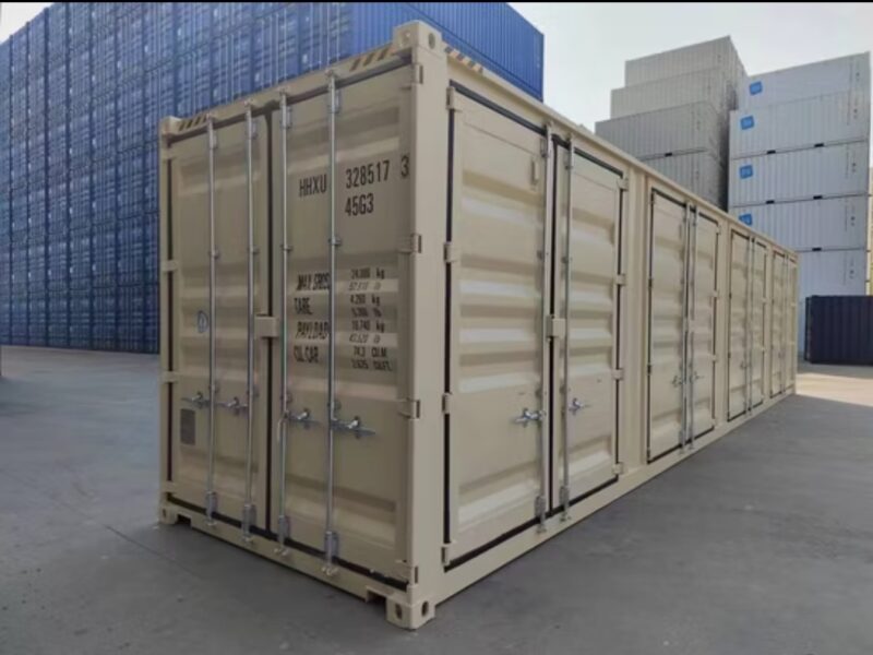 3 Contenedor High Cube de 40 pies con 4 puertas laterales color beige