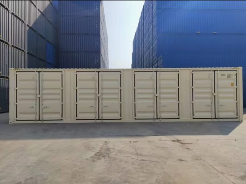 4 Contenedor High Cube de 40 pies con 4 puertas laterales color beige