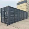 conteneur-40-pieds-hc-portes-laterales Contenedor High Cube de 40 pies con 4 puertas laterales gris oscuro